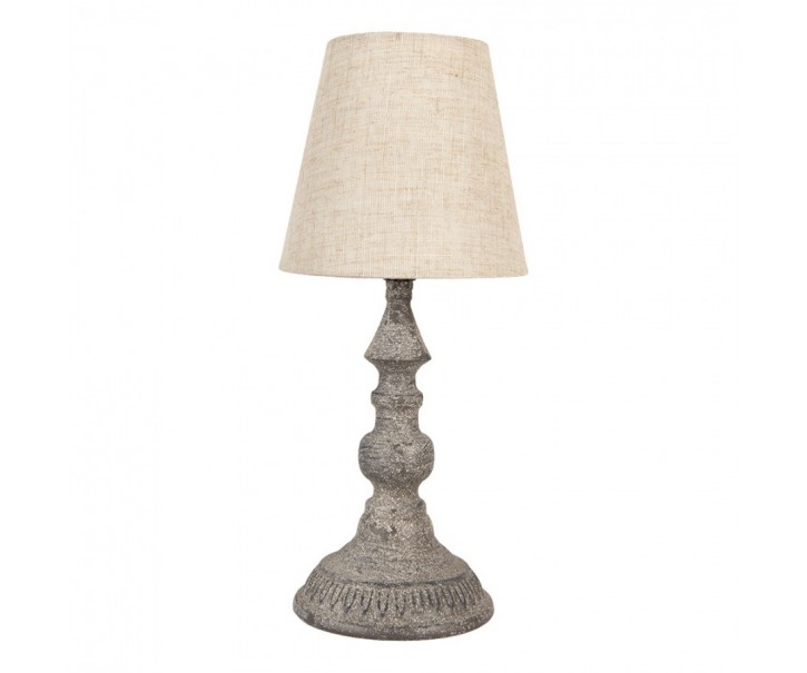 Šedá kovová lampička s béžovým stínidlem - Ø 15*33 cm E14/ma* 1*60W Clayre & Eef