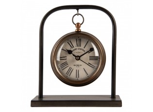 Bronzové antik kovové stolní hodiny Hille - 14*5*16 cm 