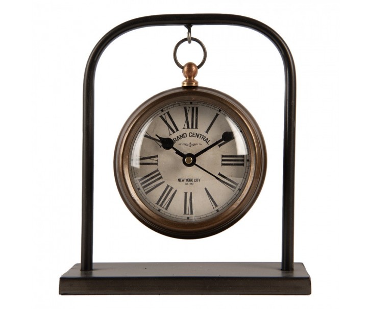 Bronzové antik kovové stolní hodiny Hille - 14*5*16 cm Clayre & Eef