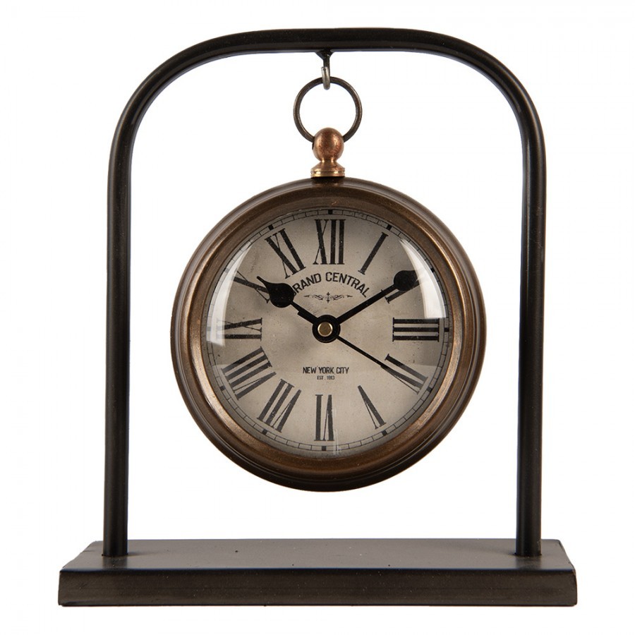Levně Bronzové antik kovové stolní hodiny Hille - 14*5*16 cm 6KL0836