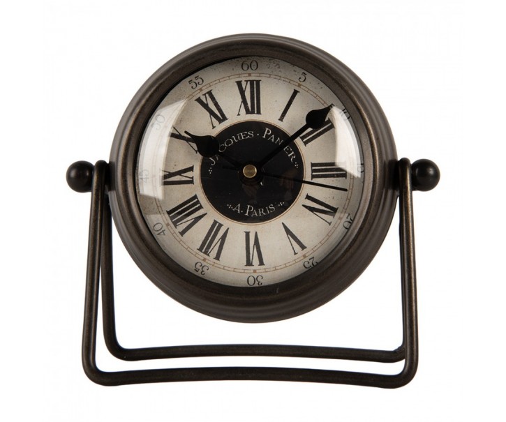 Hnědé antik kovové stolní hodiny Paris - 12*5*11 cm / 1*AA Clayre & Eef