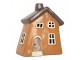 Oranžový keramický svícen na čajovou svíčku domek Village - 18*13*20 cm Clayre & Eef