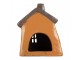 Oranžový keramický svícen na čajovou svíčku domek Village - 18*13*20 cm Clayre & Eef