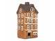 Hnědo-oranžový keramický svícen na čajovou svíčku domek Village - 12*10*23 cm Clayre & Eef