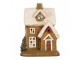 Hnědý keramický svícen na čajovou svíčku domek Village - 15*12*20 cm Clayre & Eef