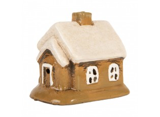 Hnědý keramický svícen na čajovou svíčku domek Village - 9*7*9 cm