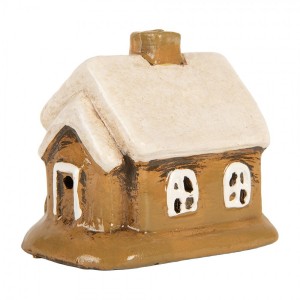 Hnědý keramický svícen na čajovou svíčku domek Village - 9*7*9 cm