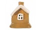 Hnědý keramický svícen na čajovou svíčku domek Village - 9*7*9 cm Clayre & Eef