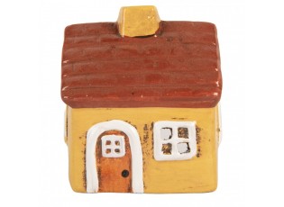 Žlutý keramický svícen na čajovou svíčku domek Village - 8*7*10 cm