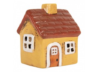 Žlutý keramický svícen na čajovou svíčku domek Village - 8*7*10 cm