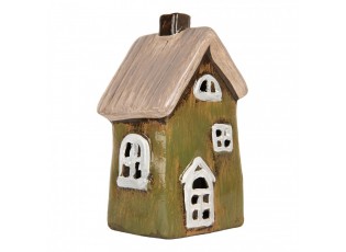 Zelený keramický svícen na čajovou svíčku domek Village - 9*7*16 cm