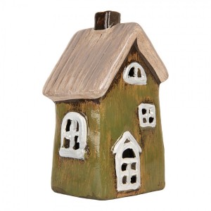 Zelený keramický svícen na čajovou svíčku domek Village - 9*7*16 cm