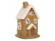Hnědý keramický svícen na čajovou svíčku domek Village - 10*10*16 cm Clayre & Eef
