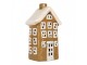 Hnědý keramický svícen na čajovou svíčku domek Village - 12*8*20 cm Clayre & Eef