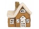 Hnědý keramický svícen na čajovou svíčku domek Village - 13*7*13 cm Clayre & Eef