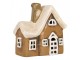 Hnědý keramický svícen na čajovou svíčku domek Village - 13*7*13 cm Clayre & Eef