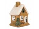 Hnědý keramický svícen na čajovou svíčku domek Village - 9*7*11 cm Clayre & Eef
