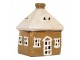 Hnědý keramický svícen na čajovou svíčku domek Village - 12*9*14 cm Clayre & Eef
