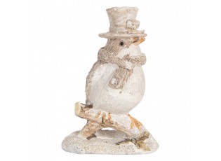 Béžová antik dekorace ptáček na větvičce - 5*3*8 cm