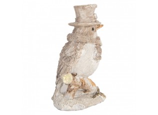 Béžová antik dekorace ptáček na větvičce - 5*3*8 cm