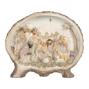 Béžová vánoční dekorace Betlém Nativity Scene - 18*4*15 cm