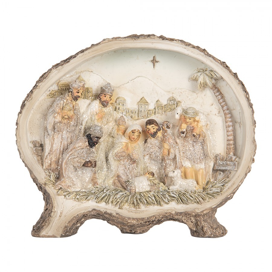 Béžová vánoční dekorace Betlém Nativity Scene - 18*4*15 cm