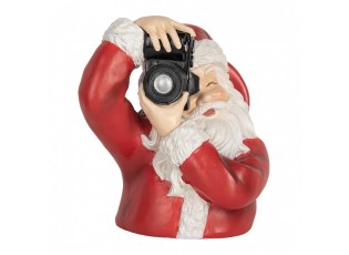 Christmas Decoration Figurine Santa Claus 21x17x22 Cm Red Plastic Camera - 21.0 cm