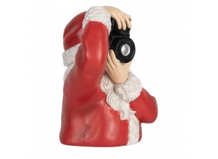 Christmas Decoration Figurine Santa Claus 21x17x22 Cm Red Plastic Camera - 21.0 cm
