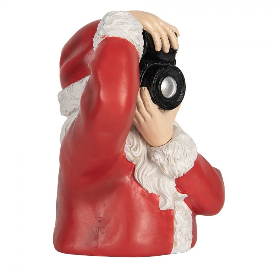 Christmas Decoration Figurine Santa Claus 21x17x22 Cm Red Plastic Camera - 21.0 cm