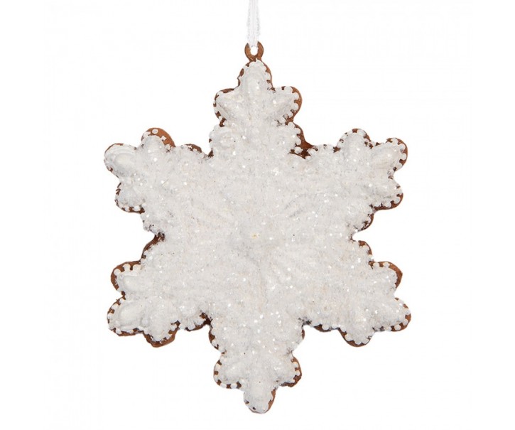Závěsná dekorace perníková vločka Frosted Ginger - 9*1*10 cm Clayre & Eef