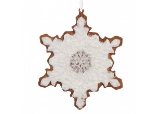 Závěsná dekorace perníková vločka Frosted Ginger - 9*1*10 cm