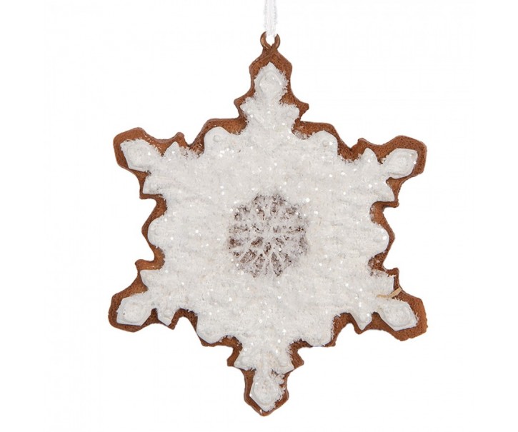 Závěsná dekorace perníková vločka Frosted Ginger - 9*1*10 cm Clayre & Eef