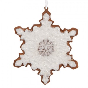 Závěsná dekorace perníková vločka Frosted Ginger - 9*1*10 cm