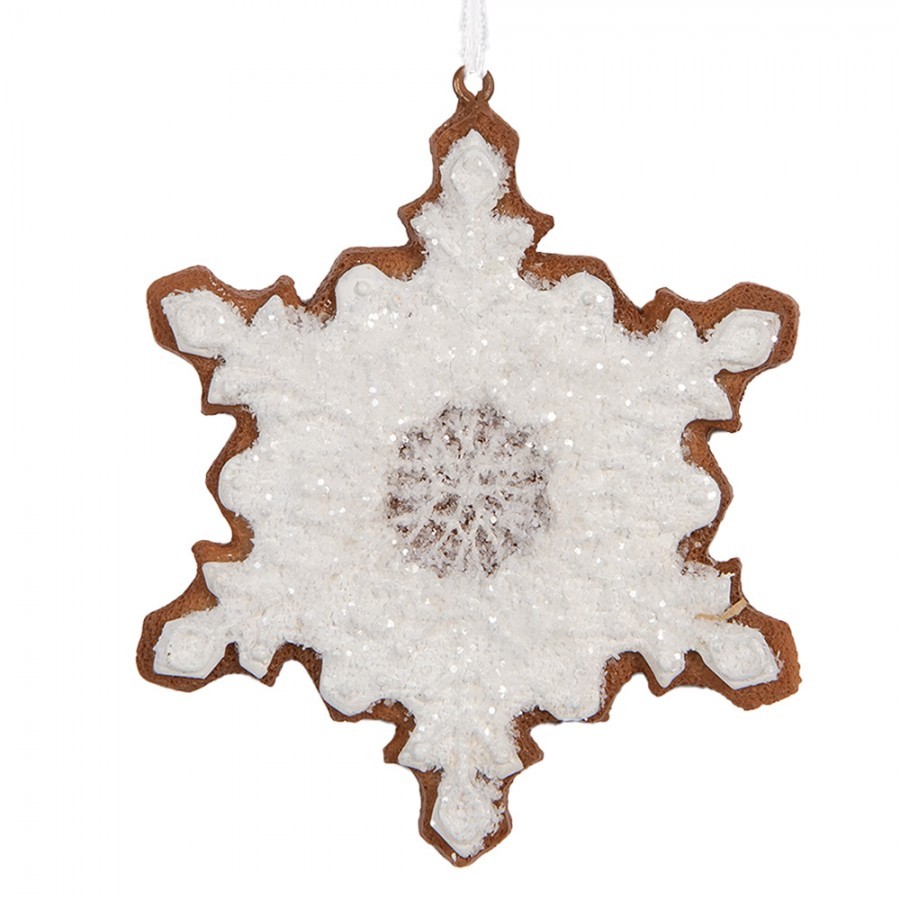Závěsná dekorace perníková vločka Frosted Ginger - 9*1*10 cm