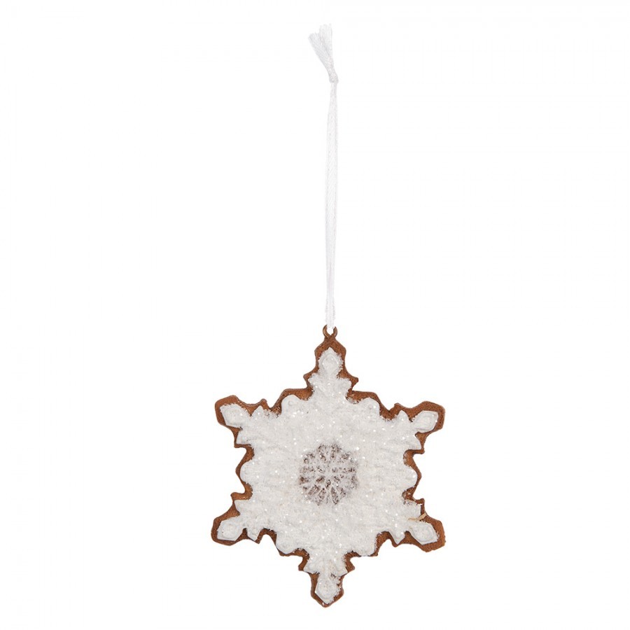 Závěsná dekorace perníková vločka Frosted Ginger - 9*1*10 cm