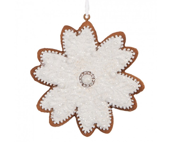 Závěsná dekorace perníková vločka Frosted Ginger - 9*1*10 cm Clayre & Eef