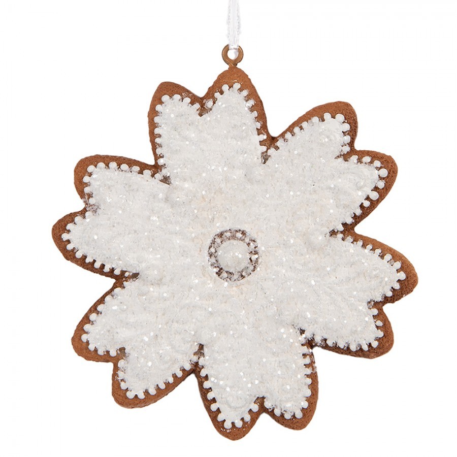 Závěsná dekorace perníková vločka Frosted Ginger - 9*1*10 cm