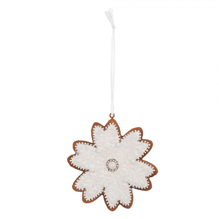 Závěsná dekorace perníková vločka Frosted Ginger - 9*1*10 cm