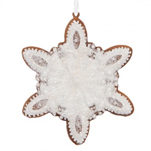 Závěsná dekorace perníková vločka Frosted Ginger - 9*1*10 cm