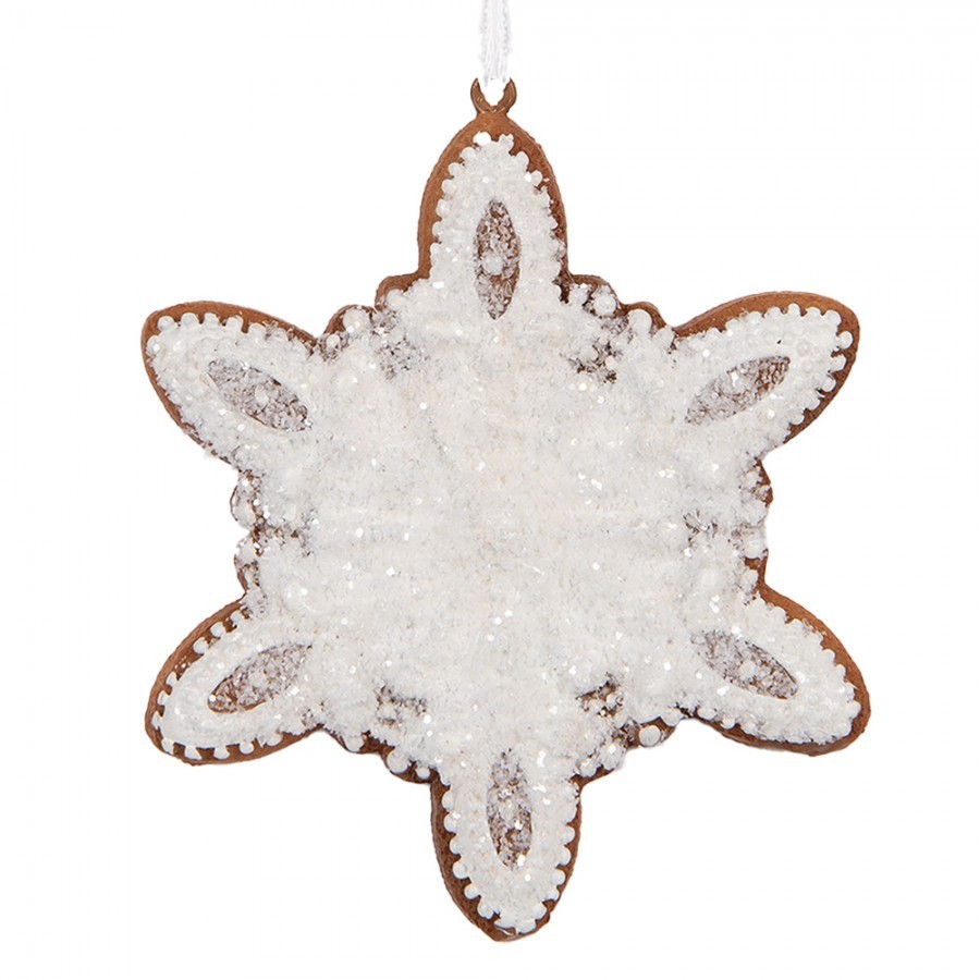 Závěsná dekorace perníková vločka Frosted Ginger - 9*1*10 cm