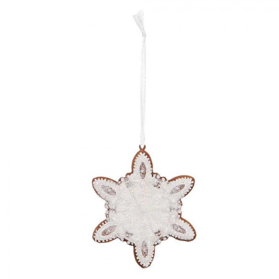 Závěsná dekorace perníková vločka Frosted Ginger - 9*1*10 cm