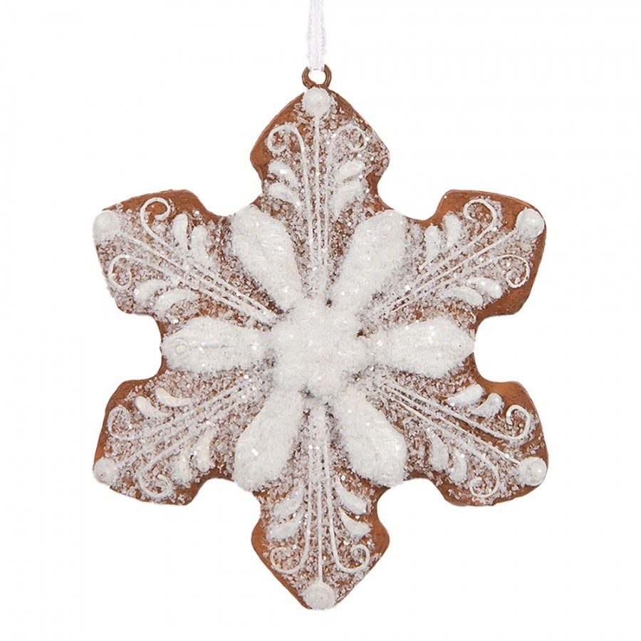 Závěsná dekorace perníková vločka Frosted Ginger - 9*1*10 cm