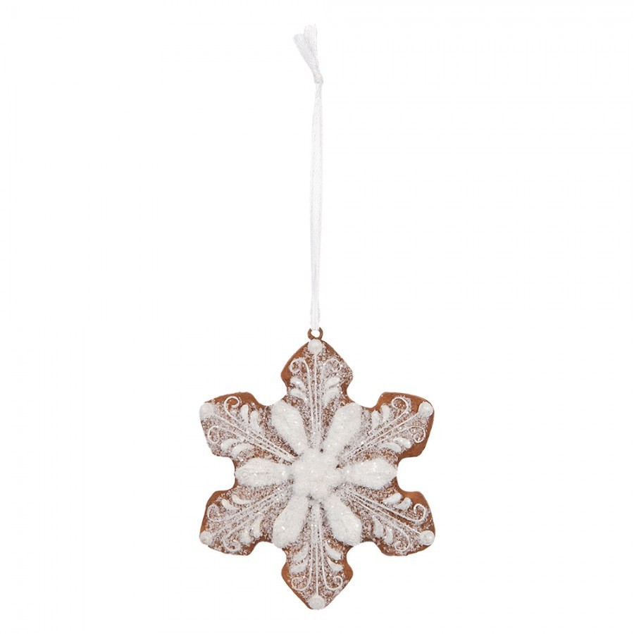 Závěsná dekorace perníková vločka Frosted Ginger - 9*1*10 cm
