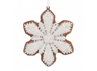 Závěsná dekorace perníková vločka Frosted Ginger - 9*1*10 cm