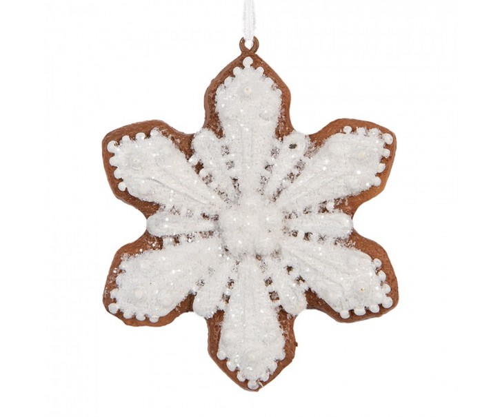 Závěsná dekorace perníková vločka Frosted Ginger - 9*1*10 cm Clayre & Eef
