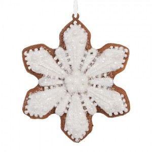 Závěsná dekorace perníková vločka Frosted Ginger - 9*1*10 cm