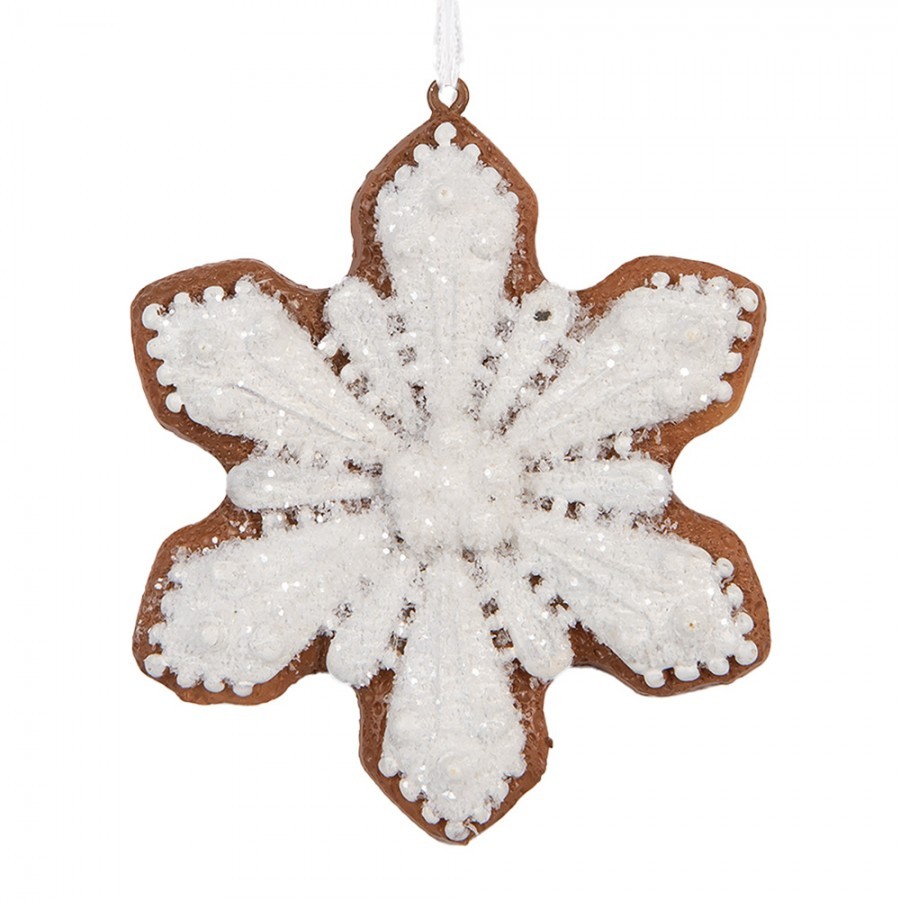 Závěsná dekorace perníková vločka Frosted Ginger - 9*1*10 cm