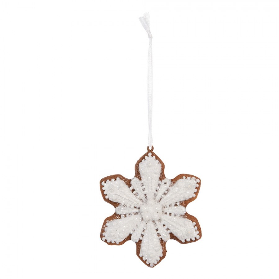 Závěsná dekorace perníková vločka Frosted Ginger - 9*1*10 cm