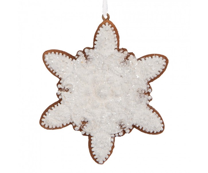 Závěsná dekorace perníková vločka Frosted Ginger - 9*1*10 cm Clayre & Eef