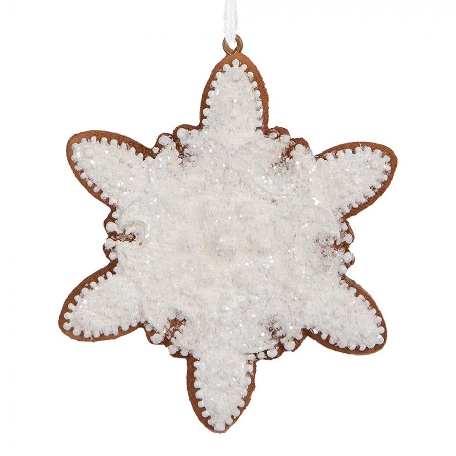 Závěsná dekorace perníková vločka Frosted Ginger - 9*1*10 cm